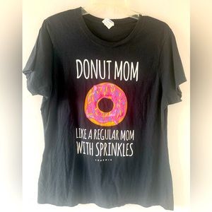 Port Company Donut Mom  Women Black T shirt Size XL